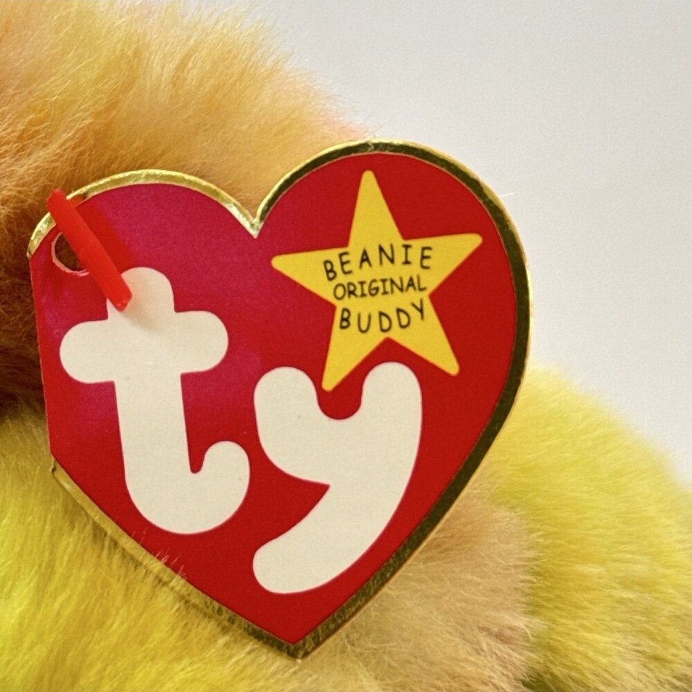 Peace Teddy Bear Tie Dye 1999 Embroidered Emblem 14" Vtg TY Beanie Buddy - Picture 8 of 9